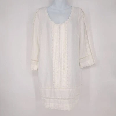 Vestido Vaina Juicy Couture Blanco Lino Croquet Encaje Talla 6 Foto 1 de 4