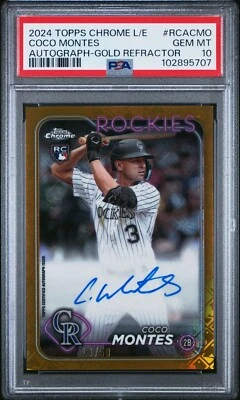 2024 Topps Chrome Logofractor Coco Montes Gold Refractor Auto /50 RC #CMO PSA 10 - Image 1 of 2