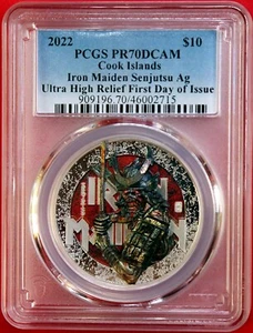 2022 Cook Islands IRON MAIDEN-SENJUTSU, PCGS PR70 2 oz. Silver Box/COA - Picture 1 of 5