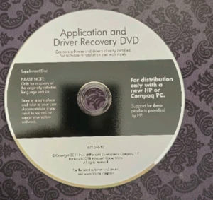 HEWLETT PACKARD APPLICATION AND DRIVER RECOVERY DVD + MEDIA WINDOWS 7(64BIT) - Picture 1 of 3