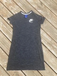 Nike T-Shirt Dress Girls Large Short Sleeve Charcoal with Pockets - Picture 1 of 4