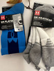 LOT 3 UA Heatgear socks, Men 4-8, Wom. 6-9, White/Gray &Playmaker Socks NWT