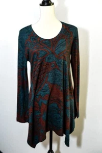 Soft Surroundings Renaissance French Terry Rose Tunic Top Medium floral office - Picture 1 of 6