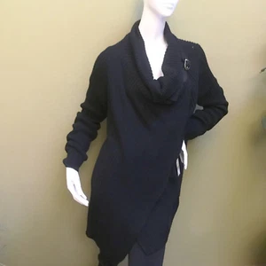 Polo Ralph Lauren womens leather buckle black cotton cardigan size small - Picture 1 of 10
