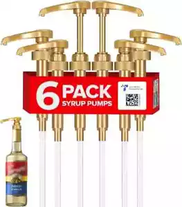 Torani Syrup Pump 6-Pack Gold, Coffee Syrup Pump Dispenser - Picture 1 of 2