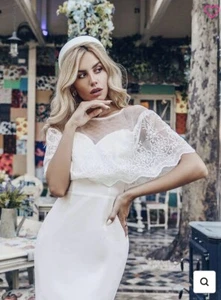 EVER PRETTY 12 White Boho Wedding Dress Lace Cape Sleeveless Engagement Hen Prom - Picture 1 of 5