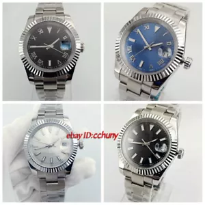 40mm estéril negro azul esfera fecha Reloj romano de cristal de zafiro automático para hombre - Imagen 1 de 14