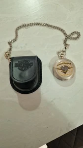 Harley-Davidson Franklin Mint Pocket Watch Leather Case - Picture 1 of 4