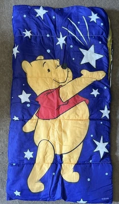 Vintage Disney Winnie The Pooh Blanket Sleeping Bag Zip Glow In The Dark 30x57 - Image 1 of 4