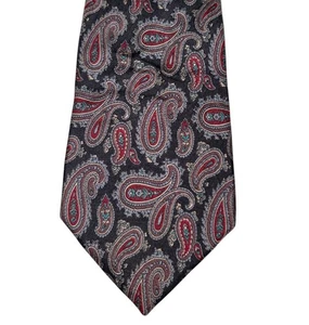 Corbata Stafford vintage de seda con estampado de cachemira años 70 roja/azul carrera 3 x 58" - Imagen 1 de 5