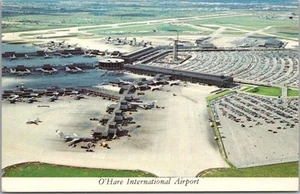 Postal de Chicago Illinois de la década de 1960 O'HARE AEROPUERTO INTERNACIONAL vista de artista - Imagen 1 de 2