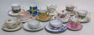 12 einzigartige Vintage Bone China Demitasse Tassen & Untertassen meist Blumen - Bild 1 von 13