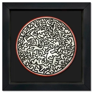 Keith Haring (1958-1990) "Pattern" Framed Limoges Porcelain Plate - Picture 1 of 3