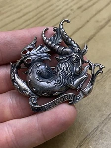 CINI 925 Sterling Silver Vintage Capricorn Zodiac Sign Oxidized Pin Brooch - Picture 1 of 2