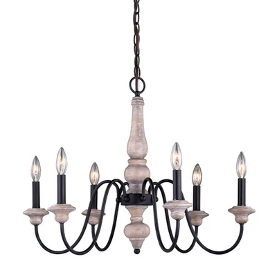 Georgetown 6-Light Chandelier in Farmhouse and Candle Style 20.75 Inches Tall - Image 1 of 4