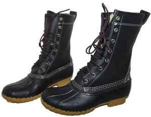 LL Bean Bean Boots Women's 6 M Medium Wool Lined Leather Duck Boots - Picture 1 of 13