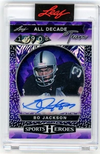 BO JACKSON 2025 LEAF SPORTS HEROES "PURPLE CRYSTAL" Autograph AUTO CARD 8/15 - Picture 1 of 2