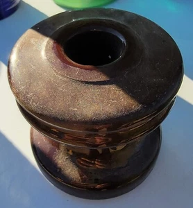 Aislante eléctrico vintage marrón cerámica terracota de 3" de alto decoración de granja - Imagen 1 de 5