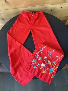 Vintage Sears & Roebuck Slim Size 10 Children’s Red Flower Pants - Picture 1 of 8