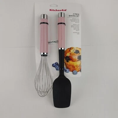 Set of 2 KitchenAid Baking Utility Whisk Silicone Spoon Spatula KO463OHDRA Pink - Image 1 of 4