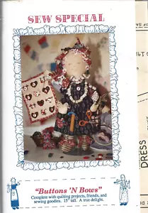 Craft Doll Pattern-Buttons n Bows 15" Doll by Sew Special - Picture 1 of 1