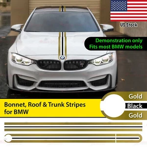 GOLD & BLACK Trim Performance HOOD Bonnet ROOF TRUNK Decal Vinyl Sticker for BMW - Picture 1 of 10