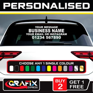 PERSONALISED BUSINESS NAME STICKER Car Van Rear Window Windscreen Sign Vinyl - Picture 1 of 6
