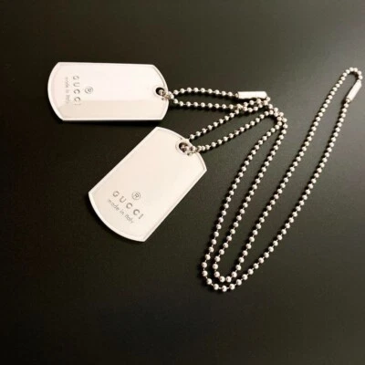 Excellent GUCCI Sterling Silver Dog Tag Pendant Necklace No Box - Image 1 of 4