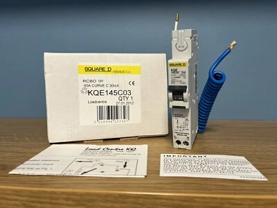 SQUARE D 45amp Rcbo KQE145C03 Loadcentre Curve C 30mA 10kA - Image 1 of 4