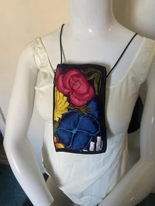 Handmade Floral Embroidered Colorful Boho Hippie Crossbody Bag Mexican Cotton - Picture 1 of 8