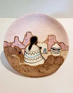 VINTAGE SOUTHWEST KERAMIK 6 1/4" SCHMUCKSCHALE - VON LAVERNE DODGE MIT GOLDSPUREN - Bild 1 von 3