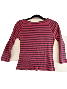 Gap GapKids Sweater Girls Small Gray/Pink 3/4 Sleeve Pullover 100% Cotton - Picture 1 of 9