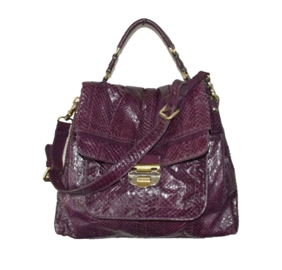 Auténtico Bolso Cartera Liane Plegable NINA RICCI Drk Frambuesa Pitón Textura Cuero Foto 1 de 4