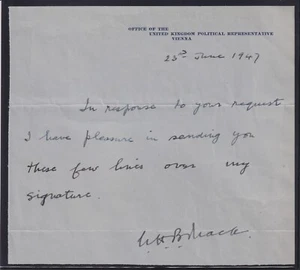 William H.B. Mack, WWII era British Diplomat, Austria Ambassador, signed letter - Picture 1 of 1