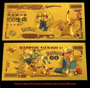 Billete Coleccionable Pokémon Chapado en Lámina de Oro 24k - Pikachu (10M) - Imagen 1 de 1