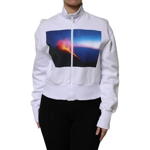 MSGM Veste Blanc Imprimé Graphique Coton Manches Longues Full Blouson IT40/US6/ - Picture 1 of 7