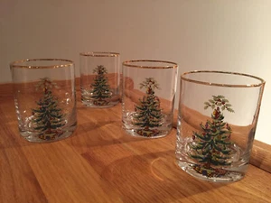 Gafas dobles anticuadas Spode Christmas Tree 4" rectas DOF 12 oz S4 ~ Nuevo con caja - Imagen 1 de 13