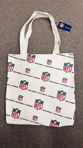 NEW NFL Canvas Tote Bag 17"X17"with inside pocket Off-White Handles Football - Picture 1 of 3