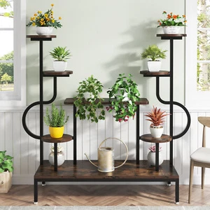 8-Tier Metal Plant Stand, Large Tall Plant Shelf for Multiple Plants,Boards - Picture 1 of 10