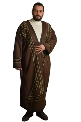 Hombre Árabe Farwa Bisht Invierno Cálido Capa Larga Piel Abrigo Bata Foto 1 de 4