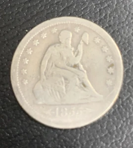 1855 Seated Liberty Silver Quarter W/ Arrows US Coin 25c - Picture 1 of 2
