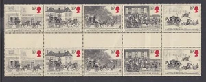 1984 DRAWINGS BY JAMES POLLARD GUTTER BLOCK 10 BRITISH DECIMAL STAMPS MUH #47 - Picture 1 of 2