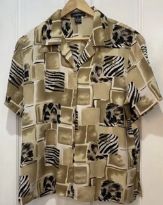 Elementz 100% Polyester Short Sleeve Button Down Blouse Women’s Size XL - Picture 1 of 5