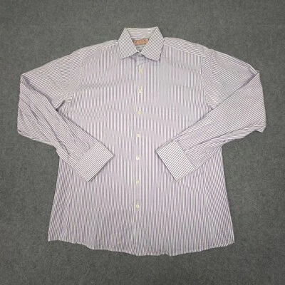 Thomas Pink Shirt Mens LARGE Blue Slim Long Sleeve Button Up cotton Size L - Image 1 of 4