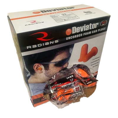 (200 对)FOAM EARPLUGS UNCORDED NRR 33DB HI VIS ORANGE SLEEP AID 耳塞盒 — 第 1/4 张图片