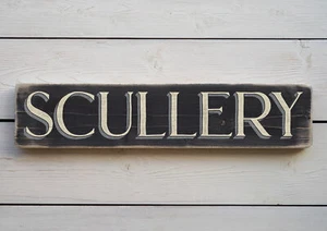 SCULLLERY Insegna in legno stile vintage. Regalo per la casa retrò fatto a mano - Foto 1 di 20