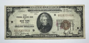 1929 $20 Federal Reserve Bank of New York - Picture 1 of 2