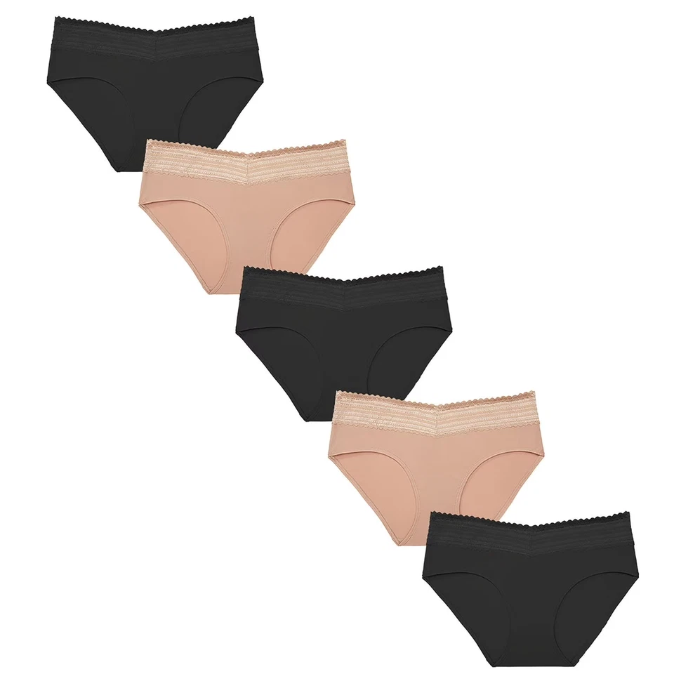Warners Women’s 5-Pack No Pinching No Problems Lace Waistband Hipster Size XL - Image 1 of 4