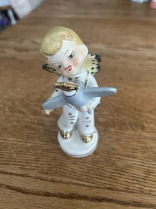 Vintage Japan Schmetterling Junge mit Flugzeug Figur Reparatur am Flugzeugflügel - Bild 1 von 5