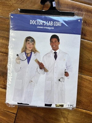 Doctor's Lab Coat White Suit Yourself Fancy Dress Up Halloween Adult Costume New - Image 1 of 4